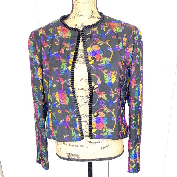 Doncaster Cropped Fitted Floral Blazer 12 Vintage - Picture 8 of 16